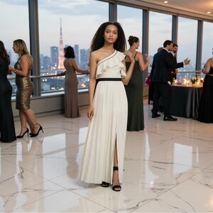 NWT Self-Portrait One Shoulder Maxi Dress Size 8 $485